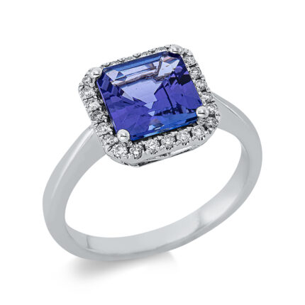 Farbstein 4er-Krappe Weißgold 18kt 0,15 Diamantringe Farbstein 2,97 ct - 1BN59