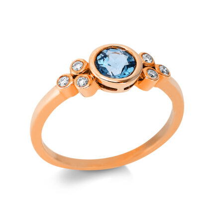 Farbstein Zarge Rosegold 18kt 0,09 Diamantringe Farbstein 0,65 ct - 1BZ64