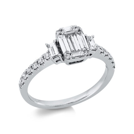 Baguette Weißgold 18kt 0,69 Diamantringe mit 23 Diamanten - 1CT31