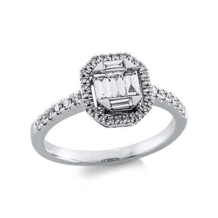 Baguette Weißgold 18kt 0,48 Diamantringe mit 45 Diamanten - 1DQ11