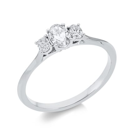 Solitaeire Weißgold 18kt 0,49 Diamantringe mit 3 Diamanten - 1FA23