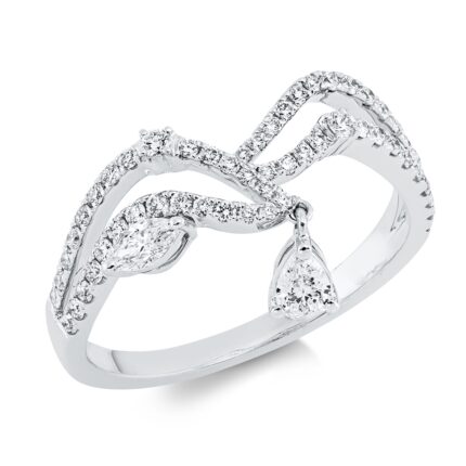 Baguette Weißgold 18kt 0,56 Diamantringe mit 60 Diamanten - 1FD97