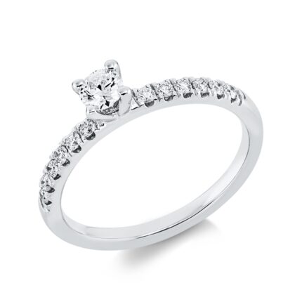 Solitaeire 4er-Krappe Weißgold 18kt 0,37 Diamantringe mit 13 Diamanten - 1FK97