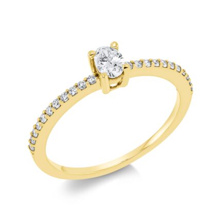 Solitaeire 4er-Krappe Gelbgold 18kt 0,37 Diamantringe mit 23 Diamanten - 1FS15
