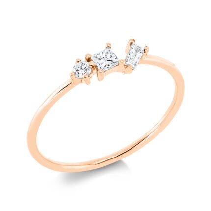 Baguette Rosegold 18kt 0,15 Diamantringe mit 3 Diamanten - 1FW78