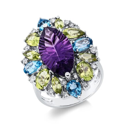 Farbstein Weißgold 18kt 0,45 Diamantringe Farbstein 9,2 ct - 1HH96