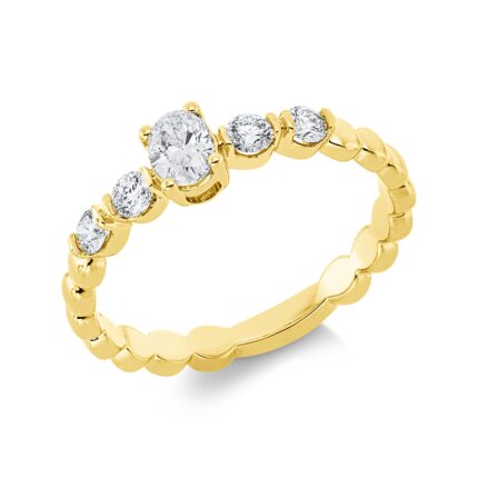 Solitaeire Gelbgold 18kt 0,39 Diamantringe mit 5 Diamanten - 1HN77