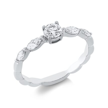 Solitaeire Weißgold 18kt 0,55 Diamantringe mit 5 Diamanten - 1HN85