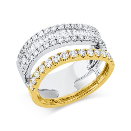 Baguette Weißgold / Gelbgold 18kt 0,93 Diamantringe mit 78 Diamanten - 1IP05