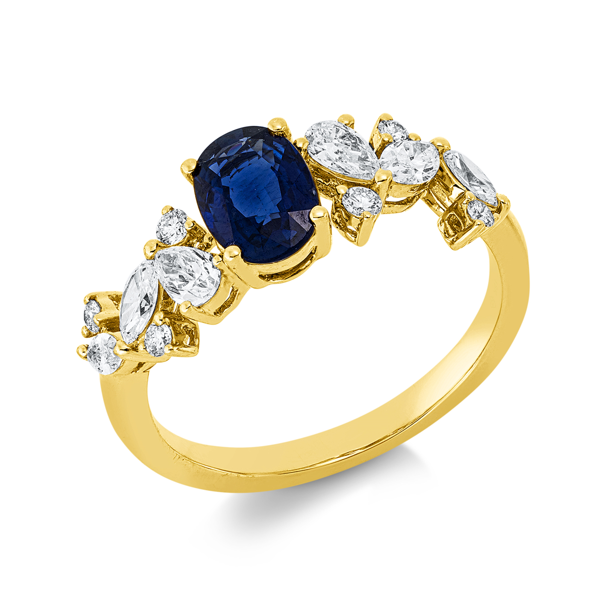 1IR07G Farbstein Gelbgold 18kt 0,53 Diamantringe Farbstein 1,01 ct - 1IR07 – Bild 1