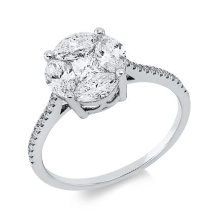 Baguette Weißgold 18kt 1,25 Diamantringe mit 27 Diamanten - 1IR18