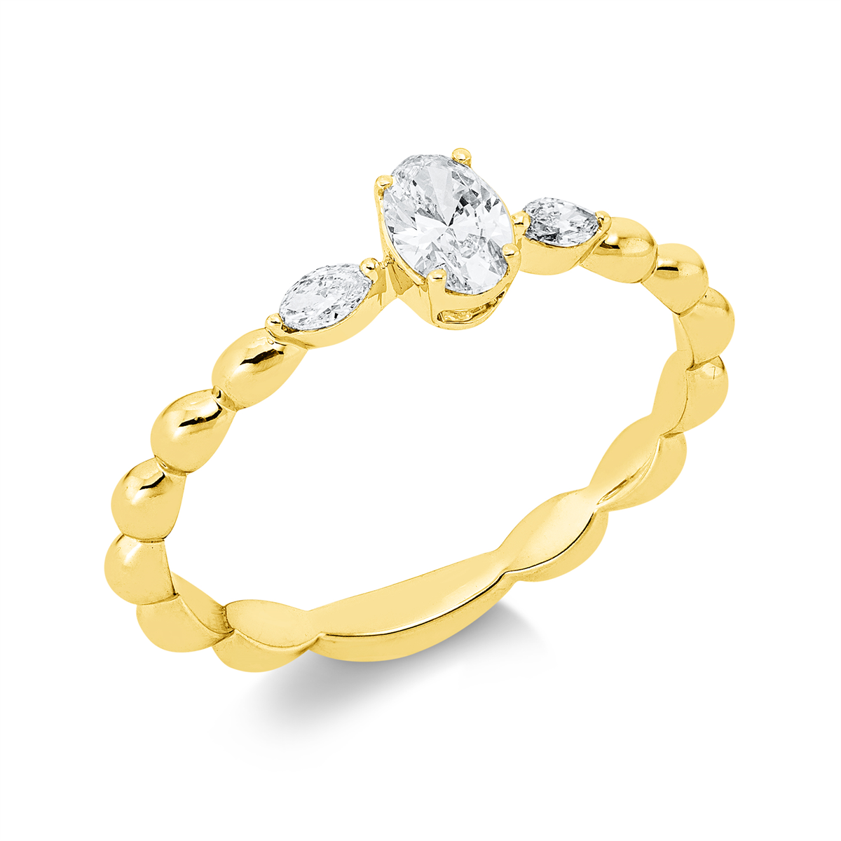 1IW06G Solitaeire Gelbgold 18kt 0,32 Diamantringe mit 3 Diamanten - 1IW06 – Bild 1
