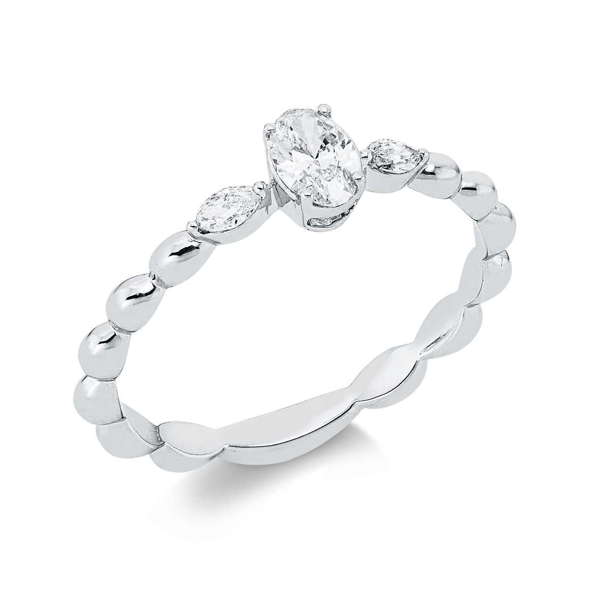 1IW06W Solitaeire Weißgold 18kt 0,32 Diamantringe mit 3 Diamanten - 1IW06 – Bild 1