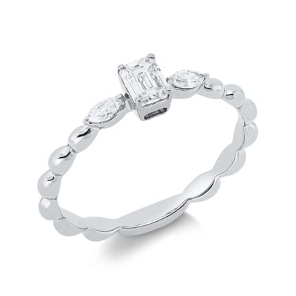 Solitaeire Weißgold 18kt 0,41 Diamantringe mit 3 Diamanten - 1IW10