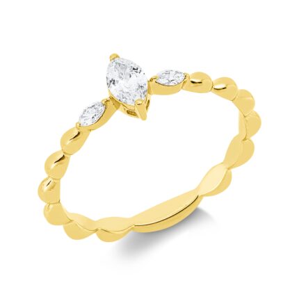Solitaeire Gelbgold 18kt 0,29 Diamantringe mit 3 Diamanten - 1IW11