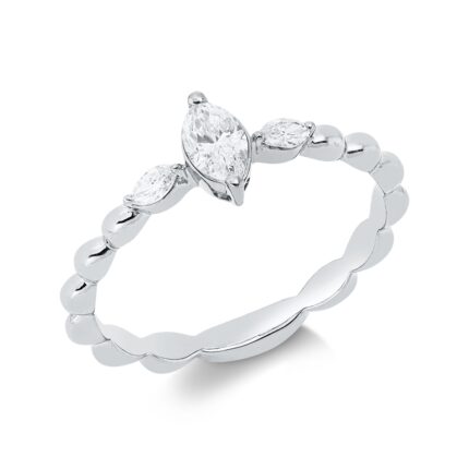 Solitaeire Weißgold 18kt 0,31 Diamantringe mit 3 Diamanten - 1IW12