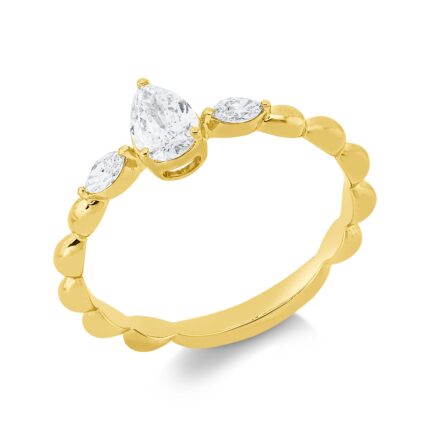 Solitaeire Gelbgold 18kt 0,43 Diamantringe mit 3 Diamanten - 1IW16