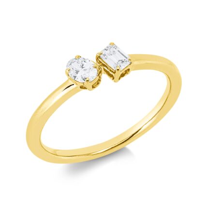 Solitaeire Gelbgold 18kt 0,28 Diamantringe mit 2 Diamanten - 1IW23
