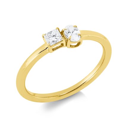 Solitaeire Gelbgold 18kt 0,30 Diamantringe mit 2 Diamanten - 1IW26