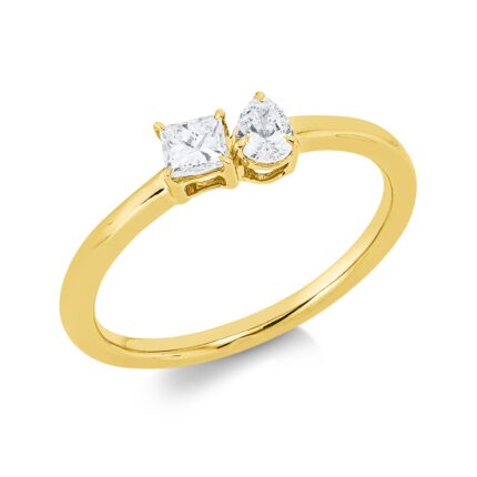 Solitaeire Gelbgold 18kt 0,32 Diamantringe mit 2 Diamanten - 1IW27