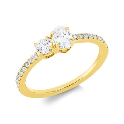 Solitaeire Gelbgold 18kt 0,65 Diamantringe mit 20 Diamanten - 1IW28