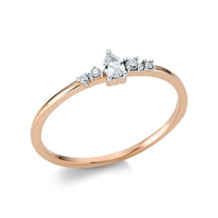 Solitaeire 3er-Krappe Rosegold / Weißgold 18kt 0,12 Diamantringe mit 5 Diamanten - 1AD57