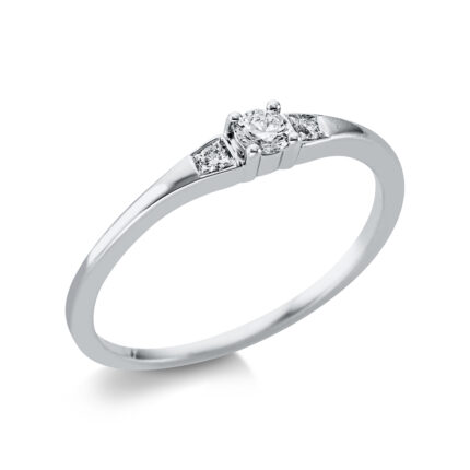 Solitaeire 4er-Krappe Weißgold 18kt 0,12 Diamantringe mit 3 Diamanten - 1AK15
