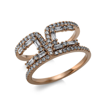 Baguette Rosegold 18kt 0,59 Diamantringe mit 74 Diamanten - 1AV80
