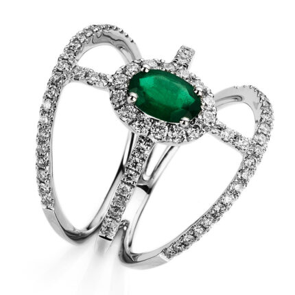 Farbstein Weißgold 18kt 0,75 Diamantringe Farbstein 0,62 ct - 1B578