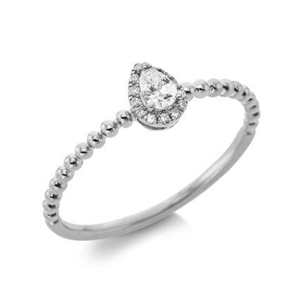 Solitaeire Weißgold 18kt 0,14 Diamantringe mit 14 Diamanten - 1BF10