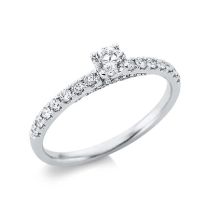 Solitaeire 4er-Krappe Weißgold 18kt 0,48 Diamantringe mit 29 Diamanten - 1BF30