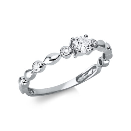 Solitaeire 4er-Krappe Weißgold 18kt 0,32 Diamantringe mit 7 Diamanten - 1BH88