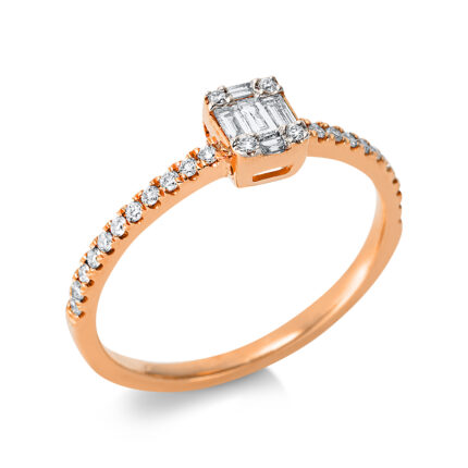Baguette Rosegold / Weißgold 18kt 0,25 Diamantringe mit 31 Diamanten - 1BU42