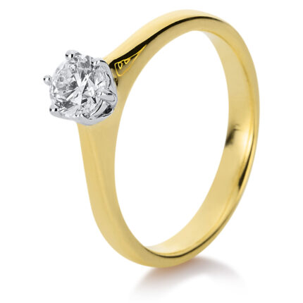 Solitaeire 6er-Krappe Gelbgold / Weißgold 18kt 0,43 Diamantringe mit 1 Diamanten - 1C325