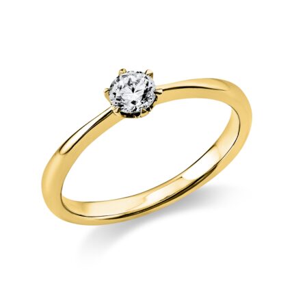 Solitaeire 6er-Krappe Gelbgold 18kt 0,25 Diamantringe mit 1 Diamanten - 1C481