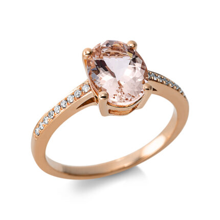 Farbstein 4er-Krappe Rosegold 18kt 0,08 Diamantringe Farbstein 1,69 ct - 1CB76