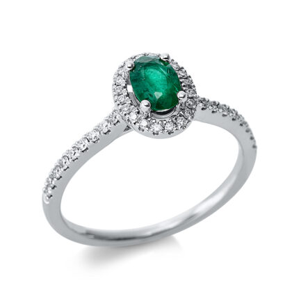 Farbstein 4er-Krappe Weißgold 18kt 0,22 Diamantringe Farbstein 0,47 ct - 1CB99