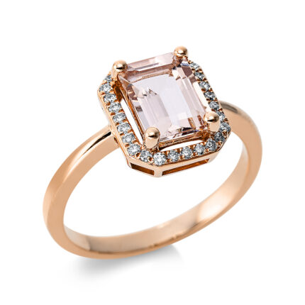 Farbstein 4er-Krappe Rosegold 18kt 0,15 Diamantringe Farbstein 1,45 ct - 1CC01