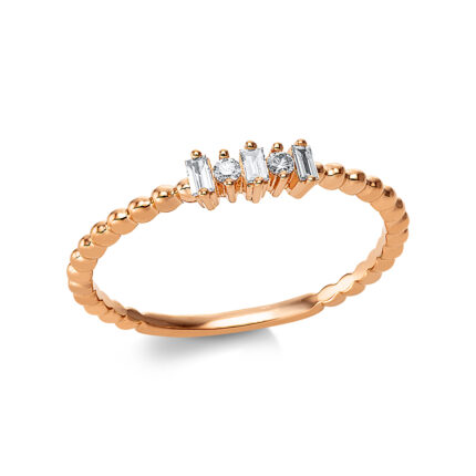 Baguette Rosegold 18kt 0,08 Diamantringe mit 5 Diamanten - 1CC86