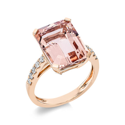 Farbstein 4er-Krappe Rosegold 18kt 0,23 Diamantringe Farbstein 7,1 ct - 1CD96