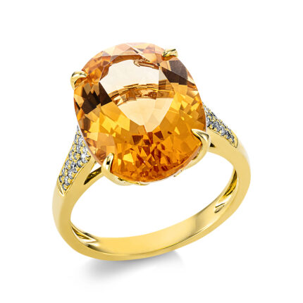 Farbstein 4er-Krappe Gelbgold 18kt 0,17 Diamantringe Farbstein 8,3 ct - 1CE82
