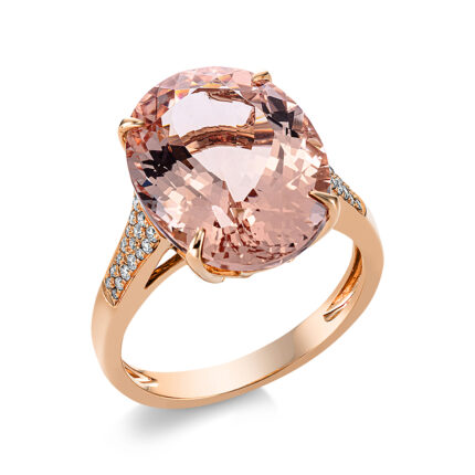 Farbstein 4er-Krappe Rosegold 18kt 0,17 Diamantringe Farbstein 9,6 ct - 1CE85