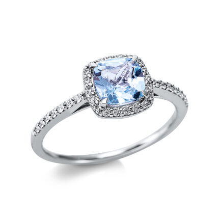 Farbstein 4er-Krappe Weißgold 18kt 0,18 Diamantringe Farbstein 0,9 ct - 1CF25