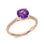 Farbstein 4er-Krappe Rosegold 18kt 0,15 Diamantringe Farbstein 1,32 ct - 1CI09