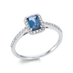 Farbstein 4er-Krappe Weißgold 18kt 0,19 Diamantringe Farbstein 0,6 ct - 1CI11