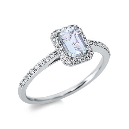 Farbstein 4er-Krappe Weißgold 18kt 0,19 Diamantringe Farbstein 0,48 ct - 1CI12