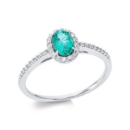 Farbstein 4er-Krappe Weißgold 18kt 0,14 Diamantringe Farbstein 0,46 ct - 1CI97