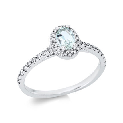 Farbstein 4er-Krappe Weißgold 18kt 0,27 Diamantringe Farbstein 0,39 ct - 1CO77