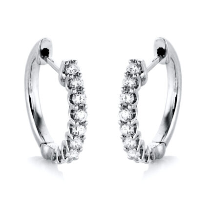 Creolen Weißgold 18kt 0,33 Diamantschmuck mit 18 Diamanten - 2E938