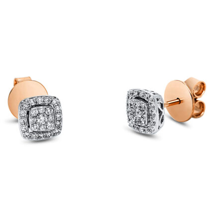 Ohrstecker Rosegold / Weißgold 18kt 0,30 Diamantschmuck mit 50 Diamanten - 2J542